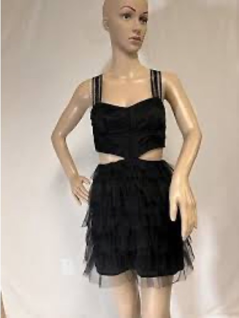 Black Cutout Tiered Tulle Dress BCBGeneration